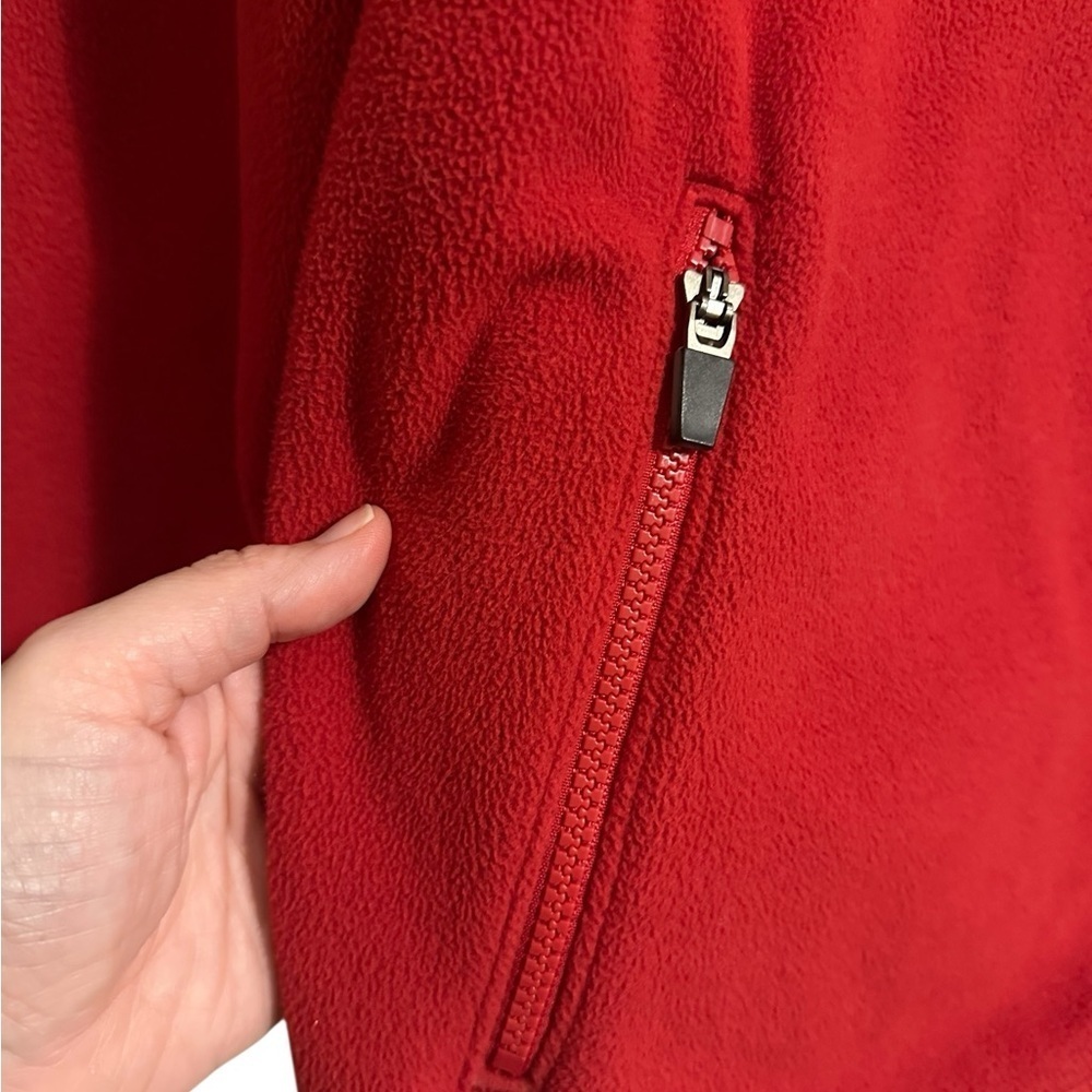 Lands’ End Red Fleece Full Zip Jacket Women’s Size 14 Winter Warm Comfortable - Picture 6 of 8